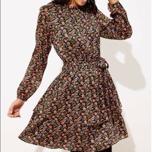 Loft Shimmer Ruffle Flare Dress